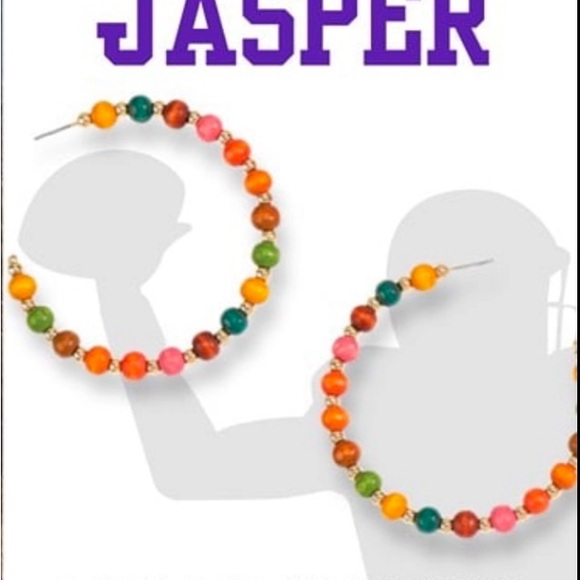 Park Lane Jasper Earrings! 2.5” Hoops!! Wooden Beads!!! BNIP!!!! - Picture 6 of 6